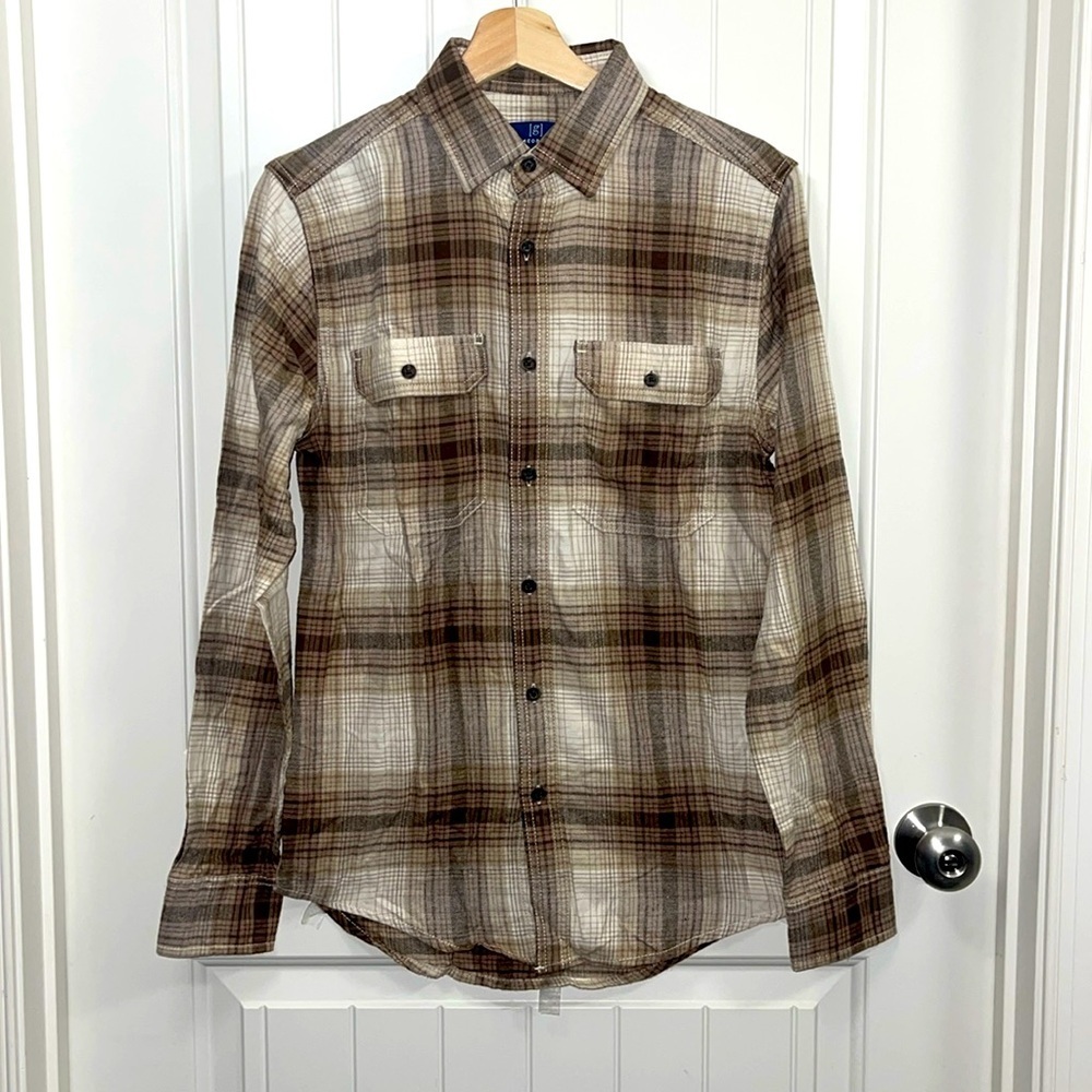 George Men's and Big Men's Flannel Shirt with Long Sleeves, Sizes XS